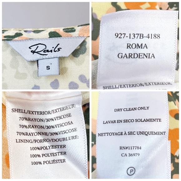 •RAILS•‎ Roma V-Neck A-Line Floral Mini Dress in Gardenia Print Size Small - Picture 12 of 16